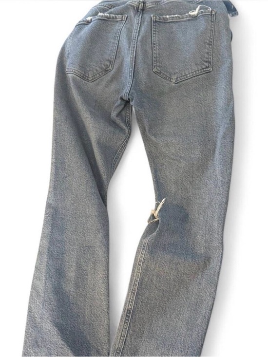 Agolde Light Blue Distressed Straight-Leg Jeans - Picture 4 of 7